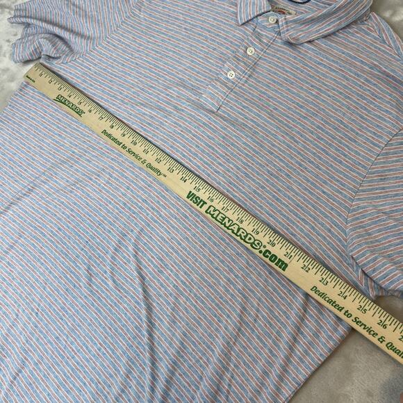 Faherty Shirt Mens XXL Blue Red Striped Movement Polo Stretch Performance Preppy - Picture 4 of 10